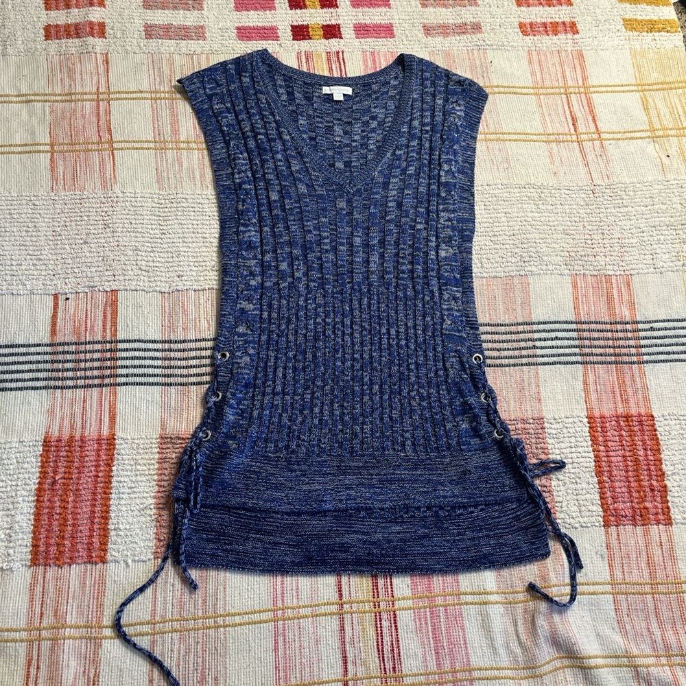 Blue Knit Sleeveless Top